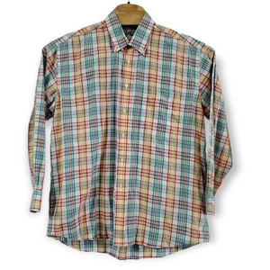 Alan Flusser Button Down Shirt Mens Sz Large‎ Rainbow Plaid Long Sleeve